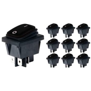 Orbit Electronic Wipschakelaar ON-OFF - 4-pins - 30x22mm - 16A 250V - Spat Waterdicht - KCD4-201-16 - Zwart - 10 stuks