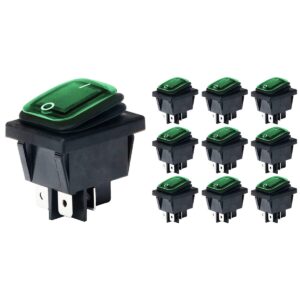 Orbit Electronic Wipschakelaar ON-OFF - 4-pins - 30x22mm - 16A 250V - Spat Waterdicht - KCD4-201-16 - Groen - 10 stuks