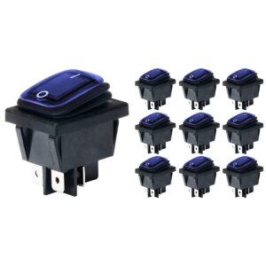Orbit Electronic Wipschakelaar ON-OFF - 4-pins - 30x22mm - 16A 250V - Spat Waterdicht - KCD4-201-16 - Blauw - 10 stuks