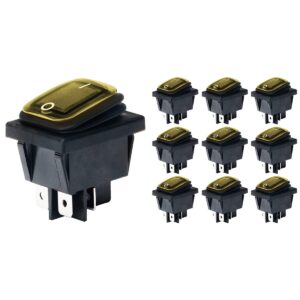 Orbit Electronic Wipschakelaar ON-OFF - 4-pins - 30x22mm - 16A 250V - Spat Waterdicht - KCD4-201-16 - Geel - 10 stuks