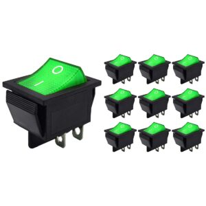 ProRide Wipschakelaar ON-OFF KCD4-202 - 2 Polig - 250V/16A - 30x22mm - Groen met controlelampje - 10 stuks