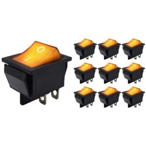 ProRide Wipschakelaar ON-OFF KCD4-202 - 2 Polig - 250V/16A - 30x22mm - Oranje met controlelampje - 10 stuks