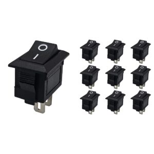 ProRide Mini Wipschakelaar ON/OFF KCD1-10 - 2-pins - 19x11.5mm - Rechthoek - 250V/3A - Zwart - 10 stuks