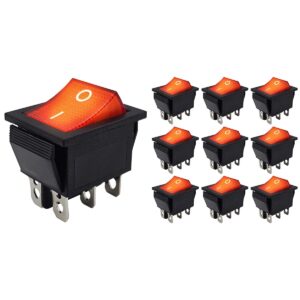 ProRide Wipschakelaar ON-OFF KCD4-202 - 3 Polig - 250V/16A - 30x22mm - Rood met controlelampje - 10 stuks