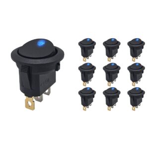 ProRide Wipschakelaar ON-OFF KCD2-12 - 3 pins - Rond - 12V/20A - LED indicator Blauw - 10 stuks