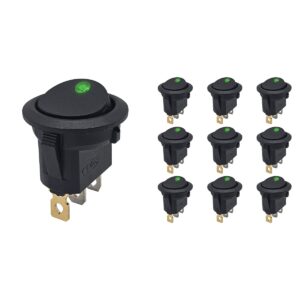 ProRide Wipschakelaar ON-OFF KCD2-12 - 3 pins - Rond - 12V/20A - LED indicator Groen - 10 stuks