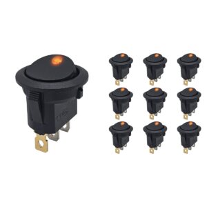 ProRide Wipschakelaar ON-OFF KCD2-12 - 3 pins - Rond - 12V/20A - LED indicator Oranje - 10 stuks