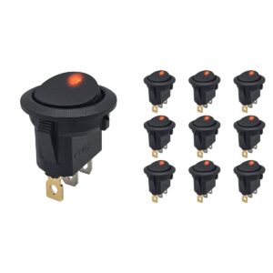 ProRide Wipschakelaar ON-OFF KCD2-12 - 3 pins - Rond - 12V/20A - LED indicator Rood - 10 stuks