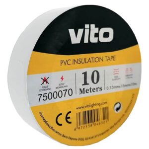 VITO Isolatietape 10 meter - Brandvertragend - Elektrische Isolatietape PVC Tape - Wit