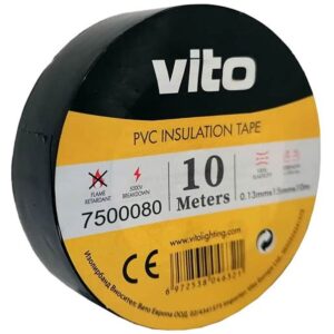 VITO Isolatietape 10 meter - Brandvertragend - Elektrische Isolatietape PVC Tape - Zwart