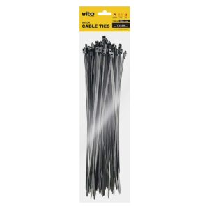 VITO Kabelbinder 3.6x300mm - Zwart - Met UV-bescherming - 100 stuks - duurzame Kunststof Kabelklem - Voor buitengebruik