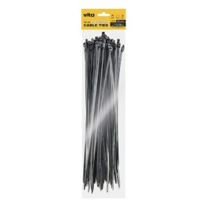 VITO Kabelbinder 7.0x350mm - Zwart - Met UV-bescherming -sfolie 25 stuks in blisterverpakking Kunststof Kabelklem - Kabelbinder - Tieraps