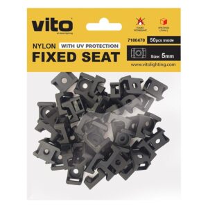 VITO Montagevoet voor Kabelbinders 5mm - Zwart - Met UV-beschermfolie - Kunststof bevestigingsplaat - 50 stuks blisterverpakking