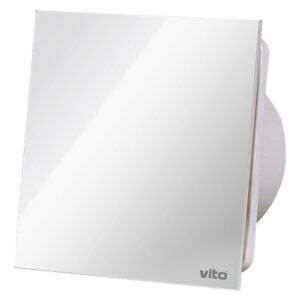 VITO Venti-GL100S - Badkamer ventilator met Vochtsensor en Timer 100mm - 12W - 30dB - Wit - Glas - 180m3 - 2450rpm