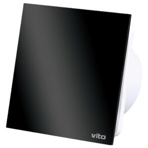 VITO Venti-GL100S - Badkamer ventilator met Vochtsensor en Timer 100mm - 12W - 30dB - Zwart - Glas - 180m3 - 2450rpm