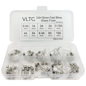 VLTG Glaszekering met Soldeerdraad 3.6x10mm - Buiszekering - Snel (F) - 0.5A t/m 15A - Zekeringset 50 stuks