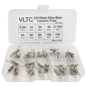 VLTG Keramische Zekering met Soldeerdraad 3.6x10mm - Snel (F) - 0.5A t/m 15A - Zekeringset 50 stuks