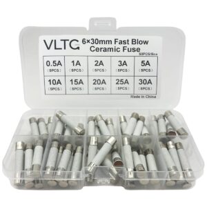 VLTG Keramische Zekering 6x30mm - Keramische Buiszekering - Snel (F) - 0.5A t/m 30A - Zekeringset 50 stuks
