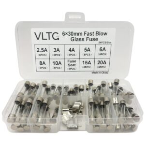 VLTG Glaszekering 6x30mm - Buiszekering - Snel (F) - 2.5A t/m 20A - Zekeringset 54 stuks