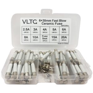 VLTG Keramische Zekering 6x30mm - Keramische Buiszekering - Snel (F) - 2.5A t/m 20A - Zekeringset 54 stuks
