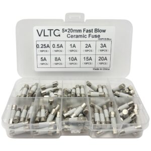 VLTG Keramische Zekering 5x20mm - Keramische Buiszekering - Snel (F) - 0.25A t/m 20A - Zekeringset 100 stuks