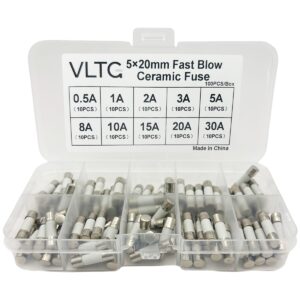 VLTG Keramische Zekering 5x20mm - Keramische Buiszekering - Snel (F) - 0.5A t/m 30A - Zekeringset 100 stuks