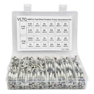 VLTG Keramische Zekering 5x20mm + 6x30mm - Keramische Buiszekering - Snel (F) - 0.5A t/m 25A - Zekeringset 480 stuks