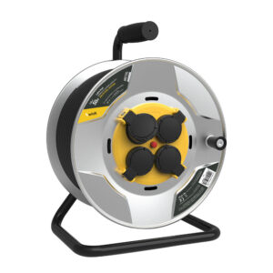 Technik Industriële Kabelhaspel Metaal - 4 Stopcontacten - 50m 1.5mm² H07RN-F - IP44 - 16A