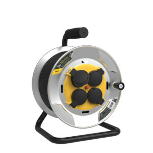 Technik Industriële Kabelhaspel Metaal - 4 Stopcontacten - 25m 1.5mm² H07RN-F - IP44 - 16A