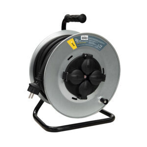 Technik Industriële Kabelhaspel Metaal - 4 Stopcontacten - 40m 2.5mm² H07RN-F - IP44 - 16A