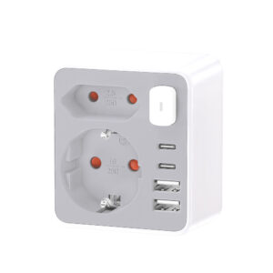 Technik Wandstekkerdoos 2-voudig - 2x USB-C - 2x USB-A - Met Aan/Uit Schakelaar - 230V