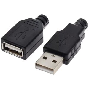 Soldeerbare USB-A-Aansluitset - USB-A Stekker En Bus - Voor Elektronicaprojecten - Zwart