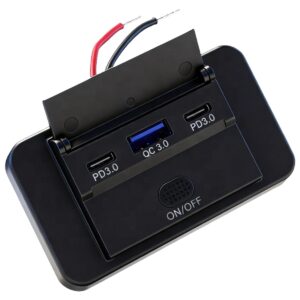 ProRide 12-24V USB Autolader 3 Poorten Inbouw - 36W QC3.0 - Snellader - Voltmeter - Schakelaar - Zwart