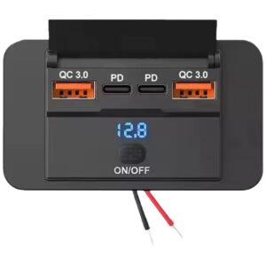 ProRide 12V USB Autolader 4 Poorten Inbouw - 30W QC3.0 - Snellader - USB Stopcontact - Zwart