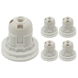 VITO E27 Lamphouder Schroefdraad - Kunststof - Wit - Persverbinding met 2 ringen - E27 fitting - 5 stuks