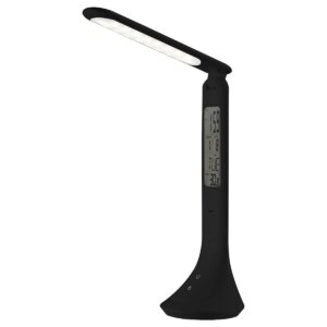 Avide LED Bureaulamp Dimbaar 5W - Met Kalender + Alarm + Klok + Thermometer Functie - Oplaadbaar - 280 lumen - Zwart
