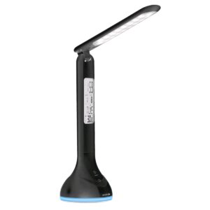 Avide LED Bureaulamp Dimbaar 4W - USB Opladen - Met Kalender + Alarm + Klok + Thermometer Functie - 250 lumen - Zwart