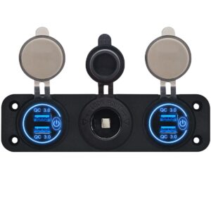 ProRide 12V USB Autolader 2 Poorten - QC3.0 - Voltmeter en 12V/24V Sigarettenplug - Drievoudig inbouw