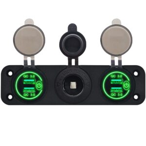 ProRide 12V USB Autolader 2 Poorten - QC3.0 - Voltmeter en 12V/24V Sigarettenplug - Drievoudig inbouw