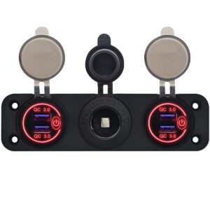 ProRide 12V USB Autolader 2 Poorten - QC3.0 - Voltmeter en 12V/24V Sigarettenplug - Drievoudig inbouw