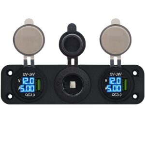 ProRide 12V USB Autolader 1 Poort - Voltmeter en 12V/24V Sigarettenplug - Drievoudig inbouw