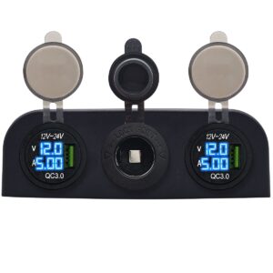 ProRide 12V USB Autolader 1 Poort - Voltmeter en 12V/24V Sigarettenplug - Drievoudig opbouw