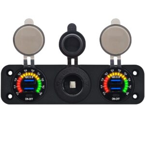 ProRide 12V USB Autolader 2 Poorten - QC3.0 - Voltmeter en 12V/24V Sigarettenplug - Drievoudig inbouw