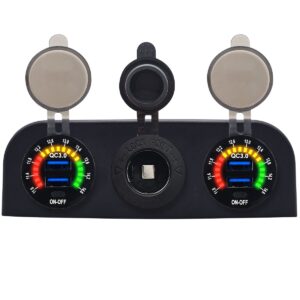 ProRide 12V USB Autolader 2 Poorten - QC3.0 - Voltmeter en 12V/24V Sigarettenplug - Drievoudig opbouw