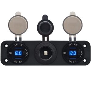 ProRide 12V USB Autolader 2 Poorten - QC3.0 - Voltmeter en 12V/24V Sigarettenplug - Drievoudig inbouw