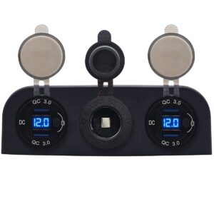 ProRide 12V USB Autolader 2 Poorten - QC3.0 - Voltmeter en 12V/24V Sigarettenplug - Drievoudig opbouw