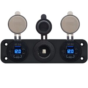 ProRide 12V USB Autolader 3 Poorten - QC3.0 - Voltmeter en 12V/24V Sigarettenplug - Drievoudig inbouw