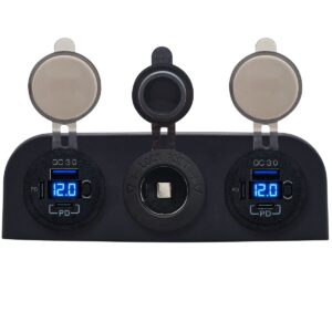 ProRide 12V USB Autolader 3 Poorten - QC3.0 - Voltmeter en 12V/24V Sigarettenplug - Viervoudig opbouw
