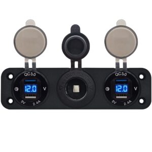 ProRide 12V USB Autolader 2 Poorten - 5V/2.4A - Voltmeter en 12V/24V Sigarettenplug - Drievoudig inbouw