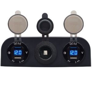 ProRide 12V USB Autolader 2 Poorten - 5V/2.4A - Voltmeter en 12V/24V Sigarettenplug - Drievoudig opbouw